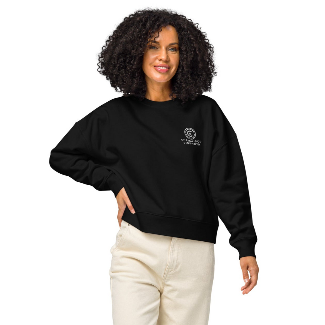 Embroidered L-White Crew Neck Sweatshirt - Chaisaidor